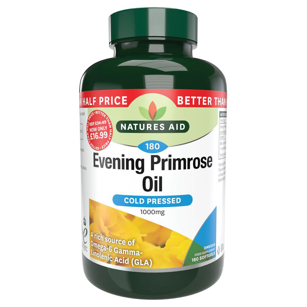 Natures Aid Evening Primrose Oil 1000mg 180 Softgels (Better Than Half Price)